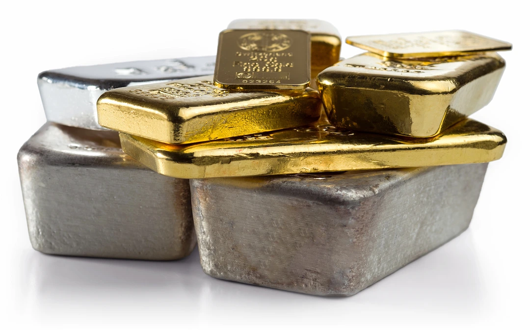 Silver and gold bars