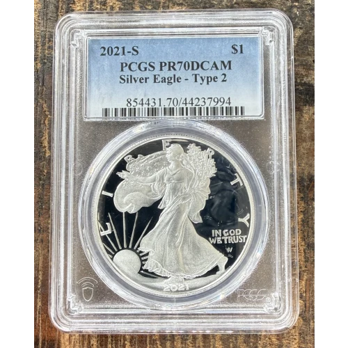 2021-S $1 US American Silver Eagle ~ Eagle Landing T-2 ~ PCGS PR70DCAM