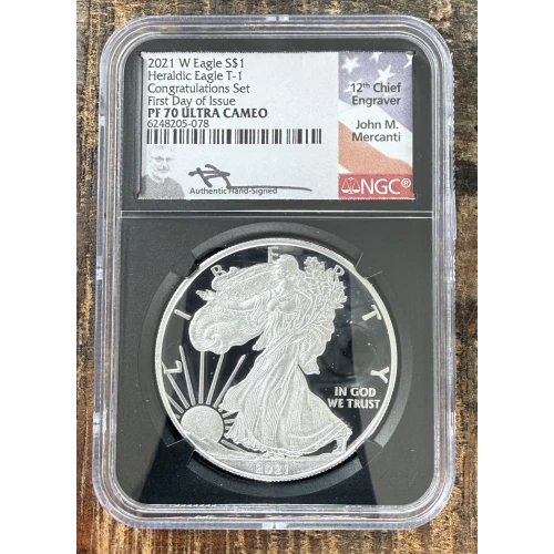 2021-S $1 US American Silver Eagle ~ Eagle Landing T-2 ~ PCGS PR70DCAM