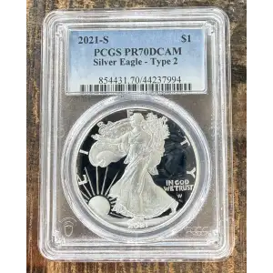 2021-S $1 US American Silver Eagle ~ Eagle Landing T-2 ~ PCGS PR70DCAM