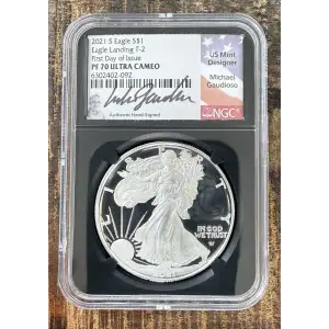 2021-S $1 US American Silver Eagle ~ Eagle Landing T-2 ~ PCGS PR70DCAM